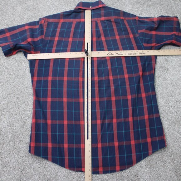 Hugger by Gant Shirt Mens Large Blue/Red Foxhunt Plaid Cotton/Polyester S/S - Picture 9 of 12